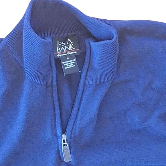 Jos A Bank Signature Collection Pima Cotton Sweater Blue 1/4 Zip Men's size XL - Picture 4 of 15